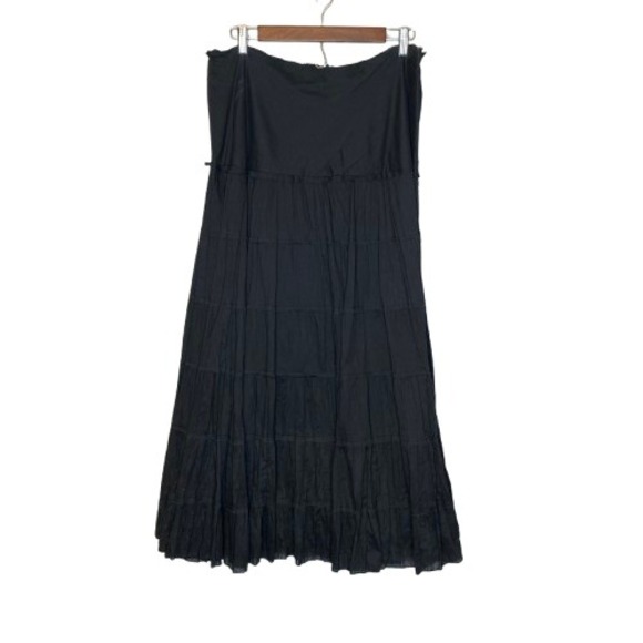 Cami Womens Whimsigoth Tiered Maxi Skirt Sz 12 Black Boho Witchy Prairie Peasant - Picture 1 of 7